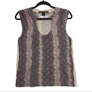 Marc Jacobs Women Purple Snakeskin Print Blouse Top Sleeveless Size M